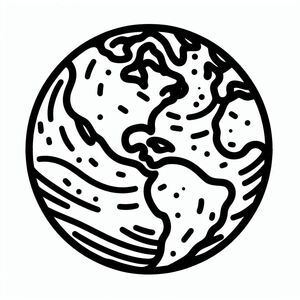 A black and white drawing of the earth 4