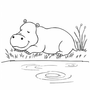 Hà mã dễ thương ngủ bên mặt nước