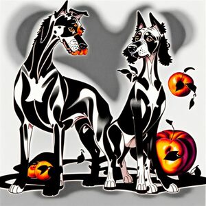 Great Dane với đào
