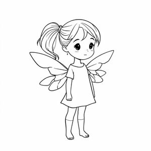 a girl with long hair that is in a ponytail, who has wings, and she has the element of air