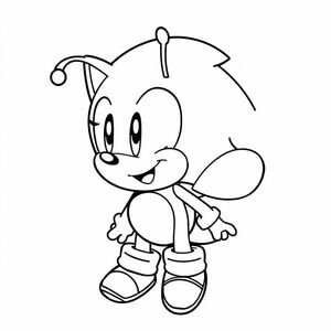 Tạo ra một đường nét đen trắng gọn gàng của Charmy Bee từ sonic với biểu cảm vui vẻ và đôi cánh nhỏ của anh ấy. Sử dụng các đường viền dày, rõ ràng phù hợp để trẻ dễ dàng tô màu. Nền tối giản.
