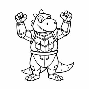 Vẽ Mighty the Armadillo trong một tư thế mạnh mẽ, anh hùng. Sử dụng các đường viền rõ ràng, đậm với các chi tiết đơn giản để giữ cho nó thân thiện với trẻ em.

