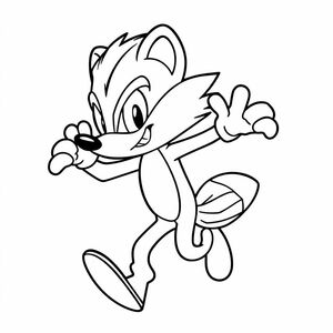 Draw Sticks the Badger từ Sonic Boom trong một tư thế tràn đầy năng lượng với những đường nét đơn giản và đường viền đậm.

