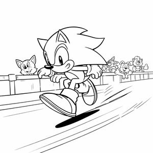 "Sonic tăng tốc quanh đường đua với những con vật hoạt hình cổ vũ",