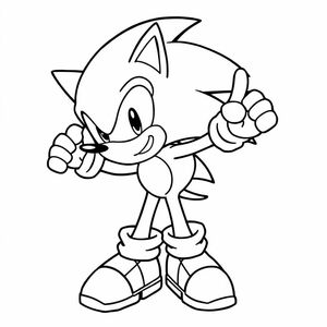 Vẽ Sonic từ sê-ri Sonic Boom trong tư thế phiêu lưu của anh ấy với các đường viền táo bạo và hình dạng rõ ràng để tô màu.