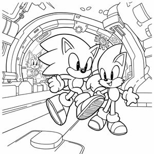 Tạo một bộ ba trang tô màu nghệ thuật đường nét đen trắng có hình Sonic the Hedgehog trong các tư thế và cảnh mang tính biểu tượng lấy cảm hứng từ trò chơi Sonic 3 cổ điển. Mỗi trang phải có đường viền đậm, gọn gàng và đổ bóng tối thiểu để giúp trẻ dễ dàng tô màu.

Sonic chạy qua khu vực căn cứ phóng:
Cho thấy Sonic chạy nước rút nhanh với các đường chuyển động, trong môi trường theo chủ đề cơ học. Bao gồm các yếu tố nền đơn giản như bánh răng hoặc nền tảng với các phần rõ ràng.

Sonic và Tails cùng nhau:
Vẽ Sonic cạnh nhau với Tails, vừa mỉm cười vừa sẵn sàng cho cuộc phiêu lưu. Sử dụng đường viền đậm, các tính năng đơn giản và không có nền phức tạp để tập trung vào các nhân vật.

Sonic đấu với Tiến sĩ Robotnik (Người trứng):
Tạo ra một cảnh năng động của Sonic đối đầu với Tiến sĩ Robotnik bằng chiếc xe hình quả trứng cổ điển của anh ta. Sử dụng nghệ thuật đường nét đậm cho cả nhân vật và chi tiết nền tối thiểu.

Tất cả các trang phải có kích thước cho giấy tiêu chuẩn US Letter (8,5" x 11") hoặc A4, với khoảng trống giữa các phần để dễ dàng tô màu
