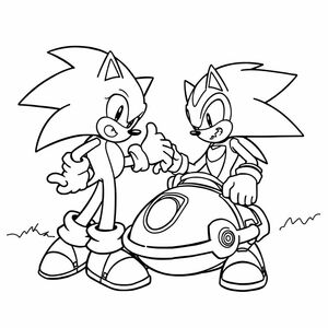 Sonic đấu với Tiến sĩ Robotnik (Người trứng):
Tạo ra một cảnh năng động của Sonic đối đầu với Tiến sĩ Robotnik bằng chiếc xe hình quả trứng cổ điển của anh ta. Sử dụng nghệ thuật đường nét đậm cho cả nhân vật và chi tiết nền tối thiểu