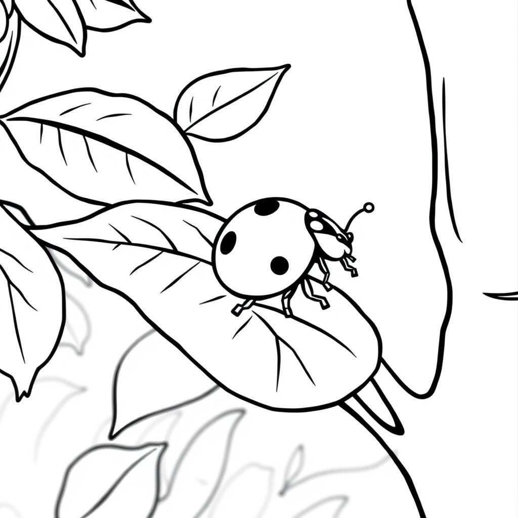 cute lady bug crawling on a leaf on a tree