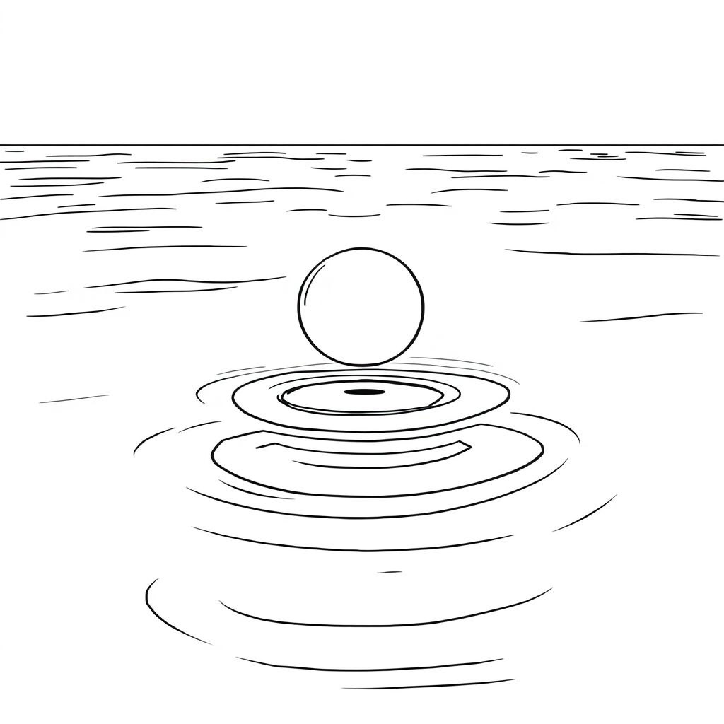A BUBBLE floating on the Ocean in detailed style