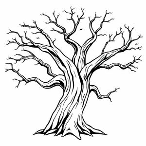 The trunk and branches of a tree in detailed style 