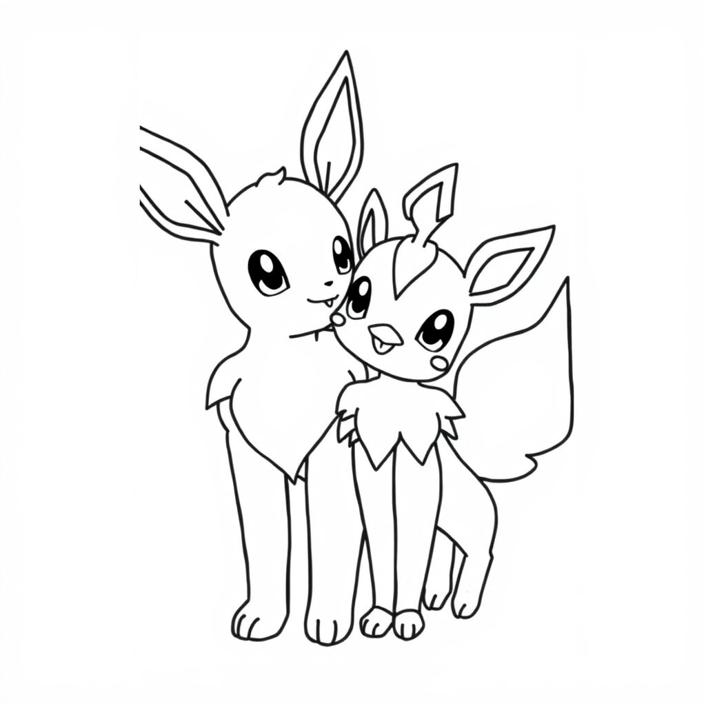 evee pokemon with sprigatito pokemon

