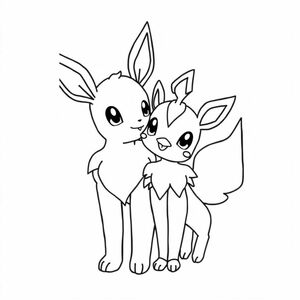 evee pokemon with sprigatito pokemon

