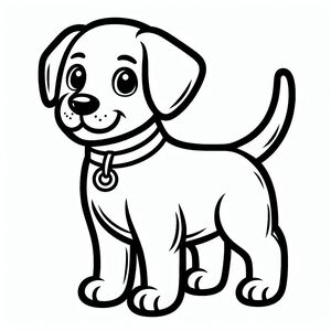 A cartoon dog with a collar on