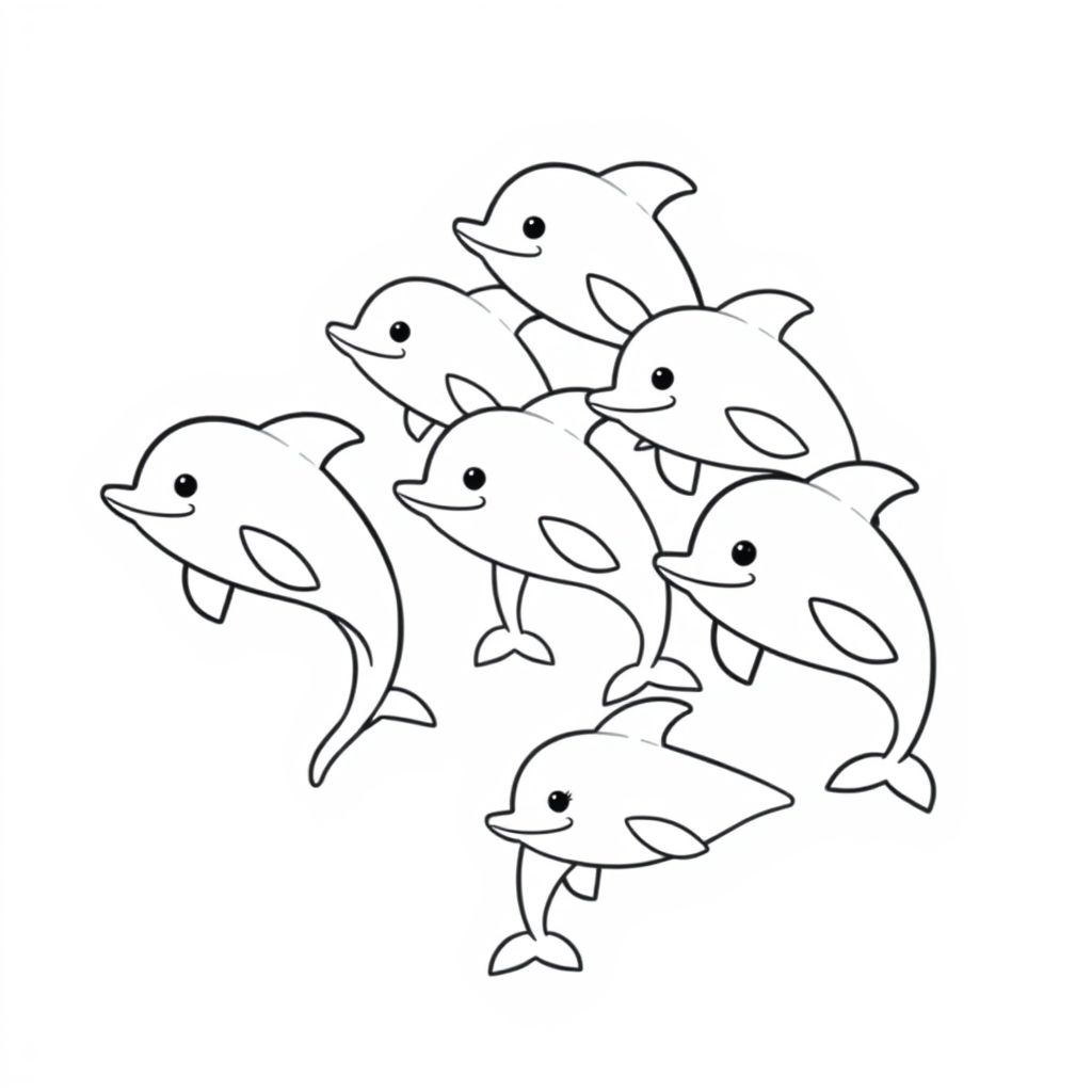 I want you to make me dolphin page with several cute dolphins

