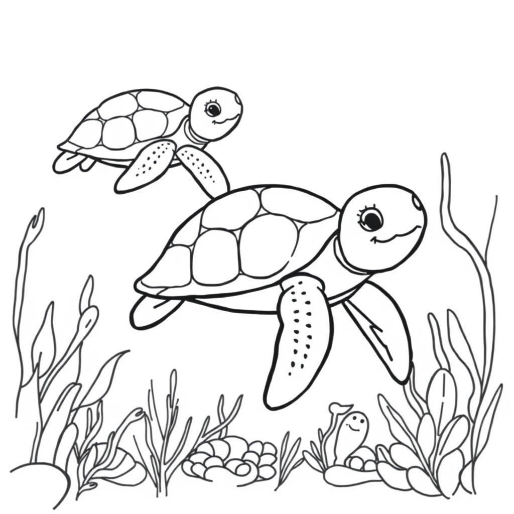 seaturtle page with cute seaturtles