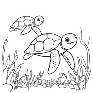 seaturtle page with cute seaturtles
