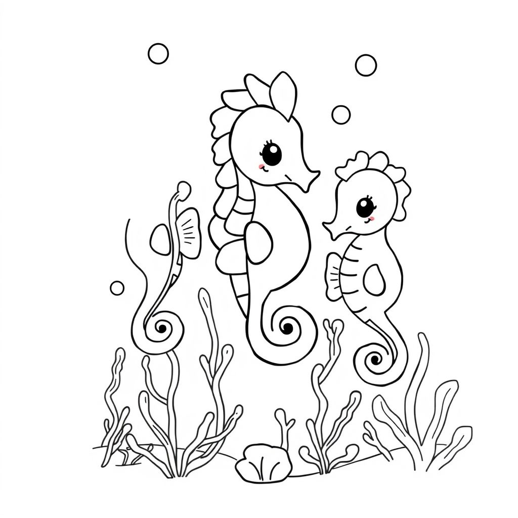 seahorses page with cute seahorses
