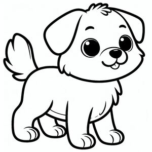 A cartoon dog with a sad look on its face