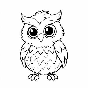 super cute owl like a cartoon with lots of feathers