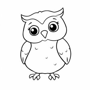 cute owl that looks like a cartoon with detailed feathers (so can be colored invidually)