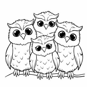 cute owls like a cartoon detailed feathers