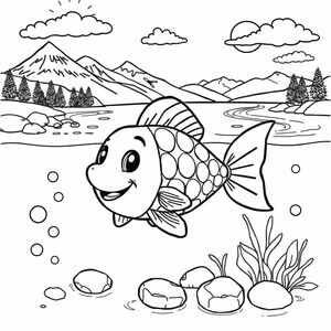 🎨 Coloring Notebook: "Tru in the Clear Water"

Suggested age: 3 to 5 years
Objective: Listen, imagine and draw the story of Tru, the happy little fish.

🐟 Page 1 – Tru, the little fish

Text:
Tru is a happy little fish.
It has colored scales: pink, light blue and silver.
It lives in a large lake with very clear water.

Activity:
🎨 Draw Tru swimming in the lake. Add bubbles and gentle waves.

🏔️ Page 2 – Tru's Home

Text:
The lake is in a place with large white mountains.
The snow melts and runs down the river to the lake.
The sun is shining in the sky and there are soft clouds.

Activity:
🎨 Draw the mountains, the river, the lake, the sun and the clouds. You can use light blue, white, and yellow.

🐸 Page 3 – Tru's Friends

Text:
Tru swims with his friends: other fish, a green frog and a red crab.
They play among the stones, the plants of the water and the bubbles.

Activity:
🎨 Draw Tru with her friends. Add colored stones and plants into the water.

🧑 🔬 Page 4 – The caretakers of the lake

Text:
Near the lake there are people who take great care of the place.
They work in suits and helmets, and look at the water carefully.
Papa Pez says that they take care of the lake and give delicious and natural food.

Activity:
🎨 Draw people with helmets next to the lake. Add a bucket of fish food.

🐠 Page 5 – Tru grows healthy and strong

Text:
Tru eats well, swims much, and grows strong.
The lake is clean, the animals are healthy, and everything is calm.

Activity:
🎨 Draw Tru a little bigger, smiling. Add happy fish and clean water.

🌈 Page 6 – A special place

Text:
Tru lives in a special place.
Everything is natural, clean and beautiful.
And he's a very happy little fish!

Activity:
🎨 Draw Tru doing a spin in the water, with hearts or stars around her.