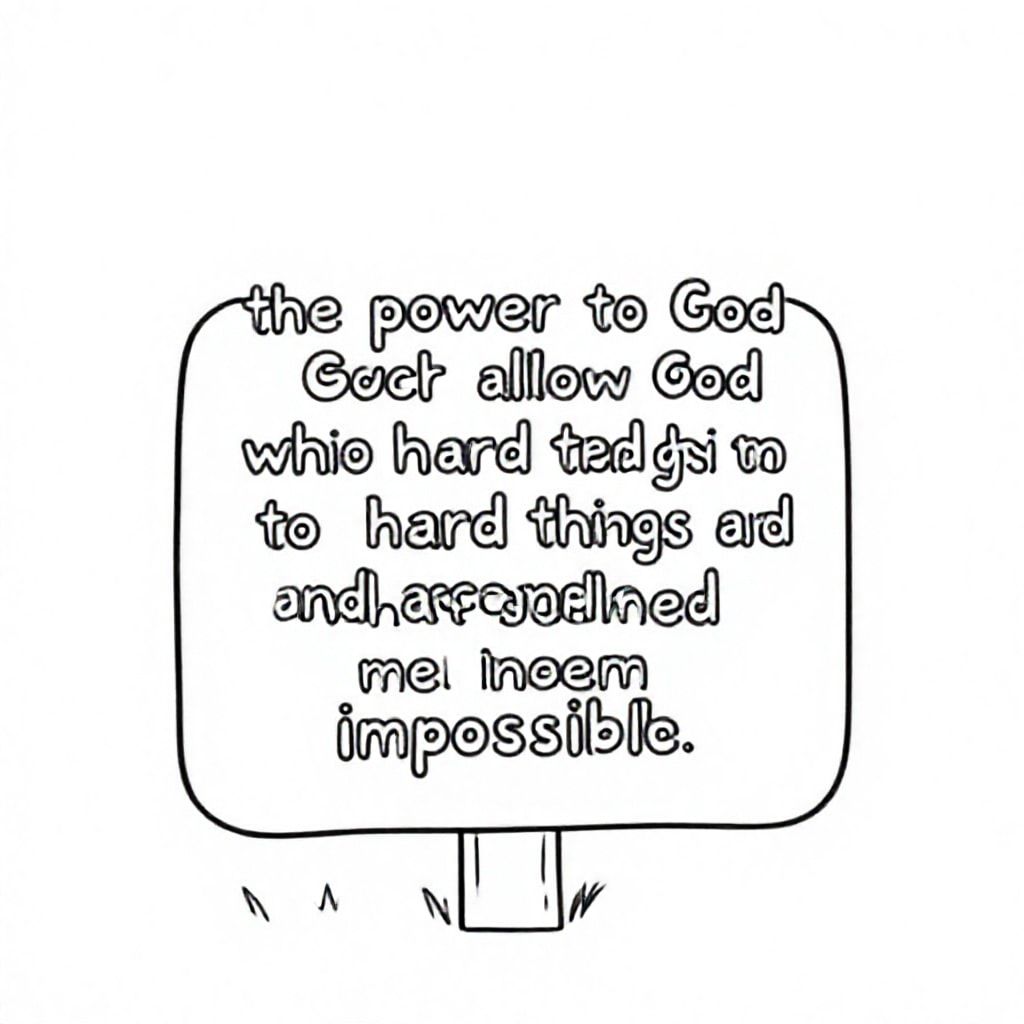A sign that says "Ammon had the power of God which allowed him to do hard things and accomplish what seemed impossible" written in white bubble letters