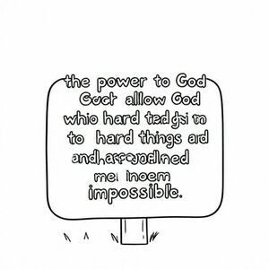 A sign that says "Ammon had the power of God which allowed him to do hard things and accomplish what seemed impossible" written in white bubble letters