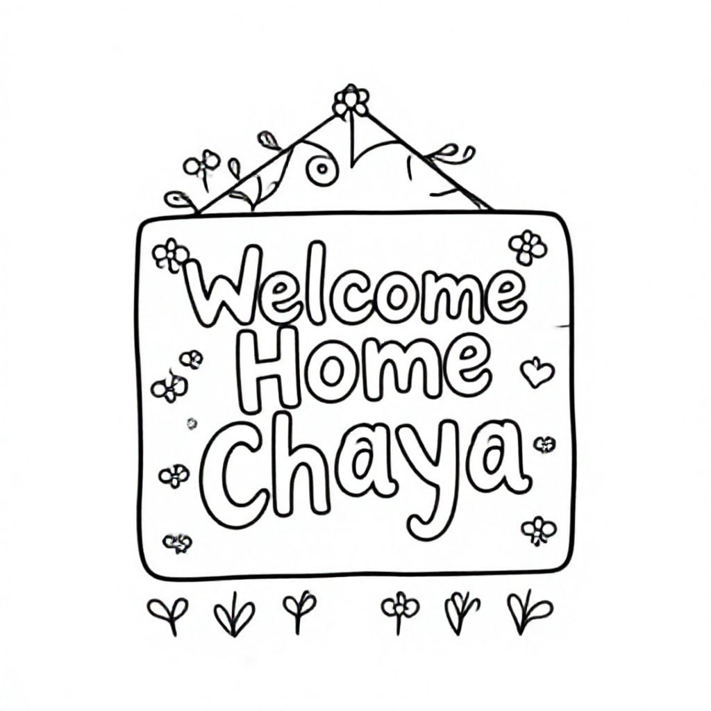 A welcome home sign that says "Welcome Home Chaya"
