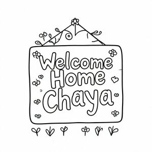 A welcome home sign that says "Welcome Home Chaya"
