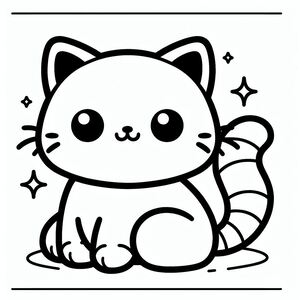 A black and white drawing of a cat