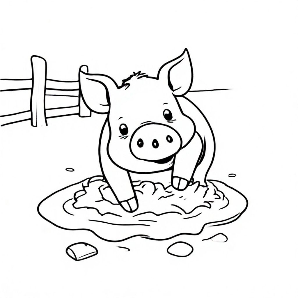 cute pig rolling in the mud on a farm

