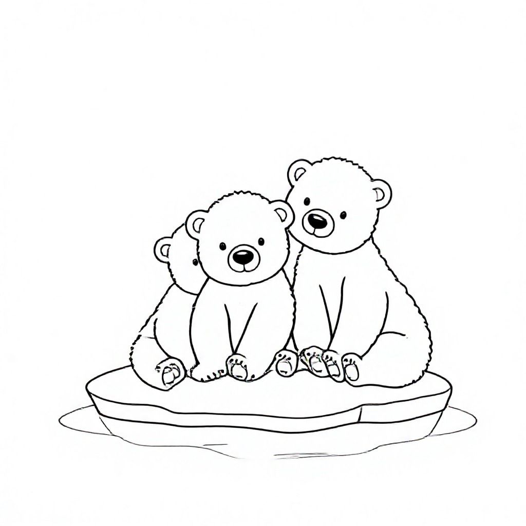 Cute polar bears cubs sitting on ice

