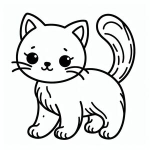 A black and white drawing of a cat