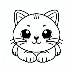 A cartoon cat with big eyes sitting down