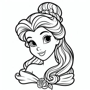 Một trang tô màu của một công chúa với mái tóc dài