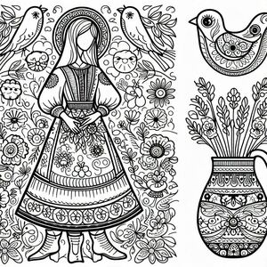 Two vases with flowers and birds in them