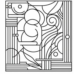 A black and white drawing of a geometric design 2