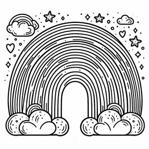 A black and white drawing of a rainbow 4