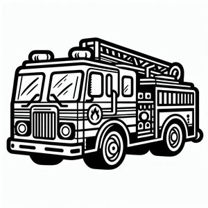 A black and white drawing of a fire truck 3