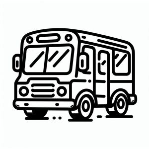 A black and white drawing of a bus 4