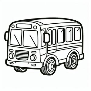 A black and white drawing of a bus