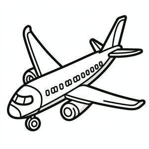 Bản vẽ chiếc máy bay đang bay trên bầu trời