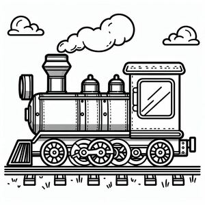 A black and white drawing of a train 3
