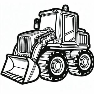 Bản vẽ đen trắng của máy kéo
