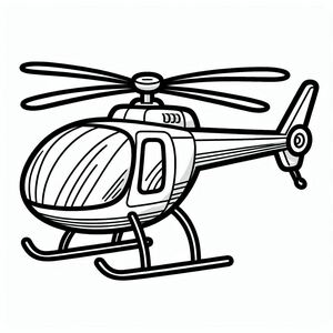 A black and white drawing of a helicopter