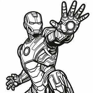 Một trang tô màu của người sắt trong phim Avengers