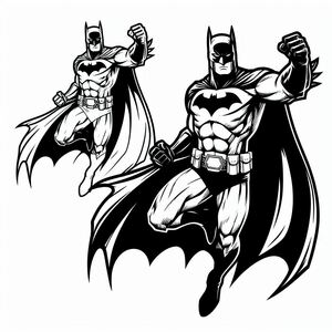A batman and batmangirl in black and white