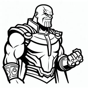 A black and white drawing of a man in armor