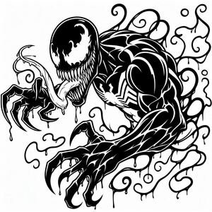 A black and white drawing of a spider man 2